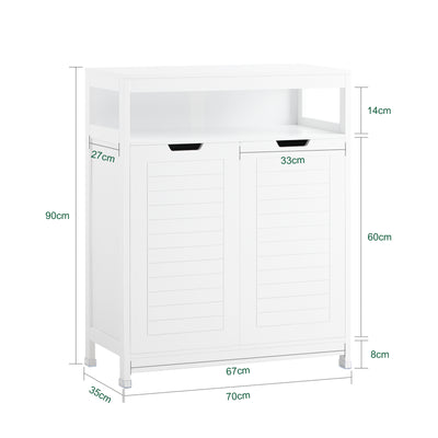 SoBuy BZR121-W, Bathroom Cabinet Bathroom Storage Cabinet Cupboard with 2 Doors, White