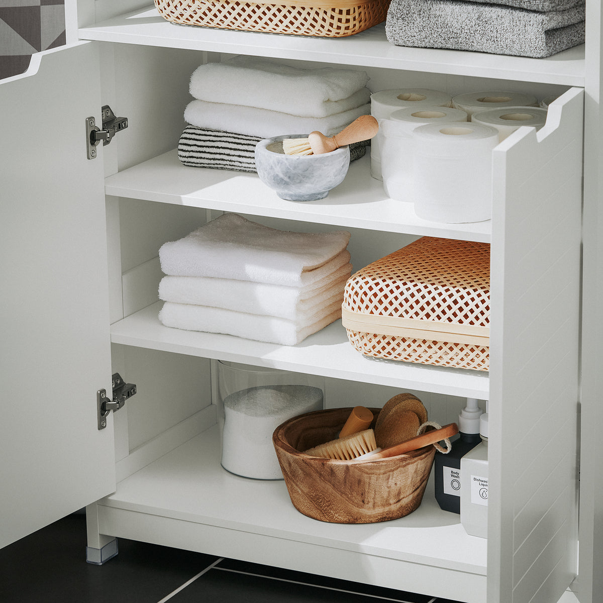 SoBuy BZR121-W, Bathroom Cabinet Bathroom Storage Cabinet Cupboard with 2 Doors, White