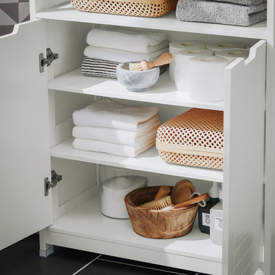 SoBuy BZR121-W, Bathroom Cabinet Bathroom Storage Cabinet Cupboard with 2 Doors, White