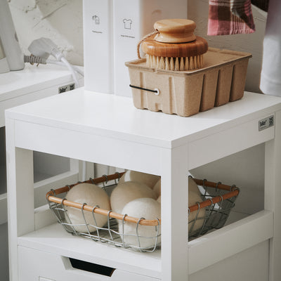 SoBuy BZR122-W, Bathroom Laundry Cabinet Bathroom Storage Cabinet with Laundry Basket, White