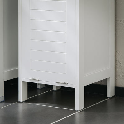 SoBuy BZR122-W, Bathroom Laundry Cabinet Bathroom Storage Cabinet with Laundry Basket, White