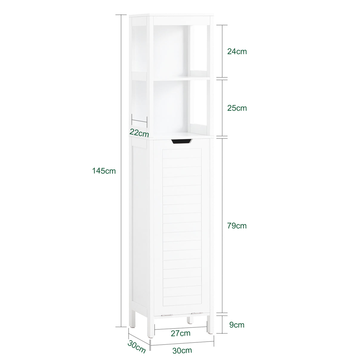 SoBuy BZR123-W, Bathroom Tall Cabinet Bathroom Storage Cabinet with Laundry Basket, White