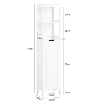 SoBuy BZR123-W, Bathroom Tall Cabinet Bathroom Storage Cabinet with Laundry Basket, White