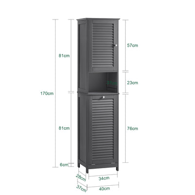 SoBuy BZR124-DG bathroom cabinet dimensions 40x170x38cm technical size guide