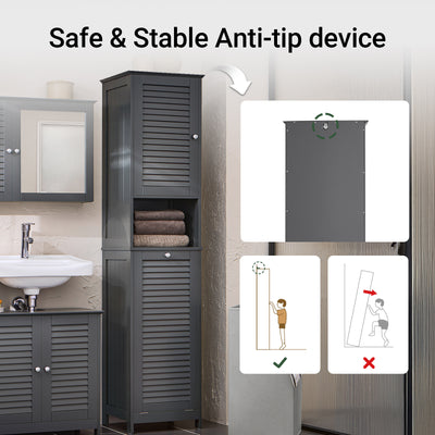 SoBuy BZR124-DG slim bathroom cabinet assembly and anti-tip kit A+ functional