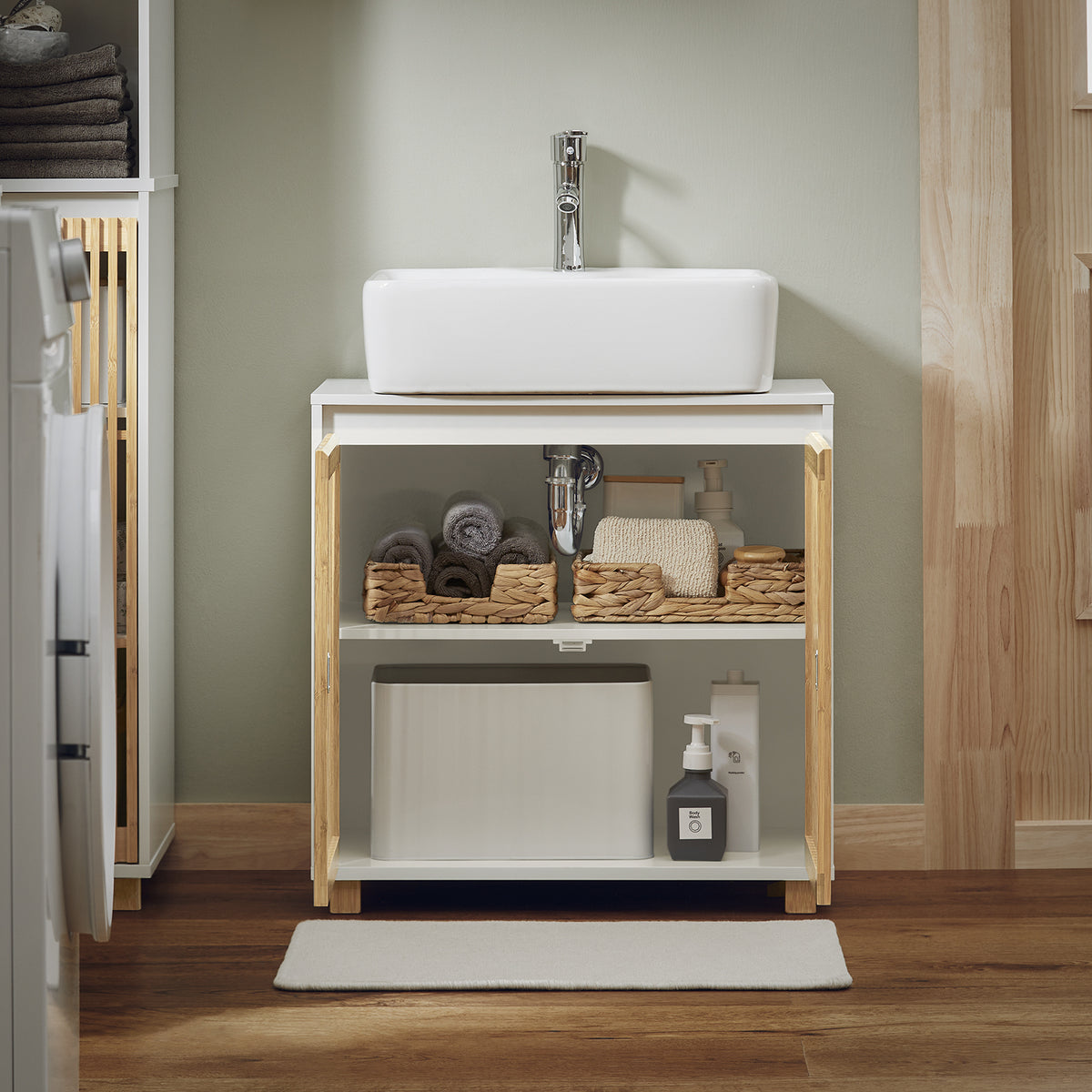 SoBuy BZR125-W, Under Sink Cabinet Bathroom Vanity Unit Bathroom Storage Cabinet, White