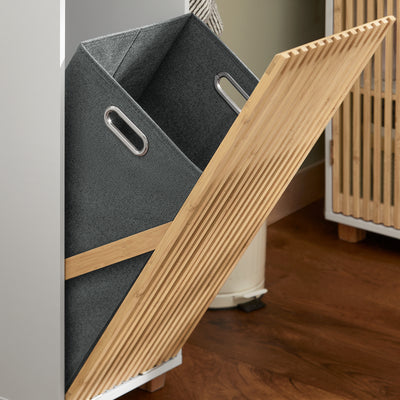 SoBuy BZR126-W, Laundry Cabinet Laundry Chest Bathroom Storage Cabinet, White-clearance