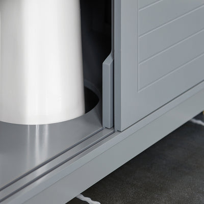 SoBuy FRG128-II-SG, Under Sink Bathroom Cabinet with Sliding Doors, Slim Bathroom Storage Unit for Small Spaces, Toilet Sink Cupboard Organizer, Floor Cabinet for Bathroom Basin, Grey, 60x30x61cm