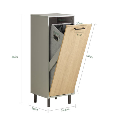 SoBuy BZR132-NG, Laundry Cabinet Laundry Chest Bathroom Cabinet Storage Cabinet with Laundry Basket, Wood