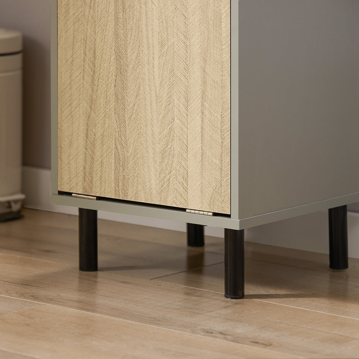 SoBuy BZR132-NG, Laundry Cabinet Laundry Chest Bathroom Cabinet Storage Cabinet with Laundry Basket, Wood