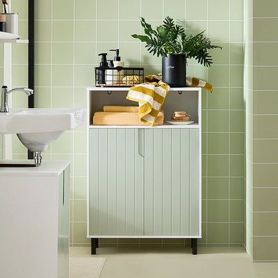 SoBuy BZR138-GR, Bathroom Storage Cabinet Cupboard with 2 Doors, Green