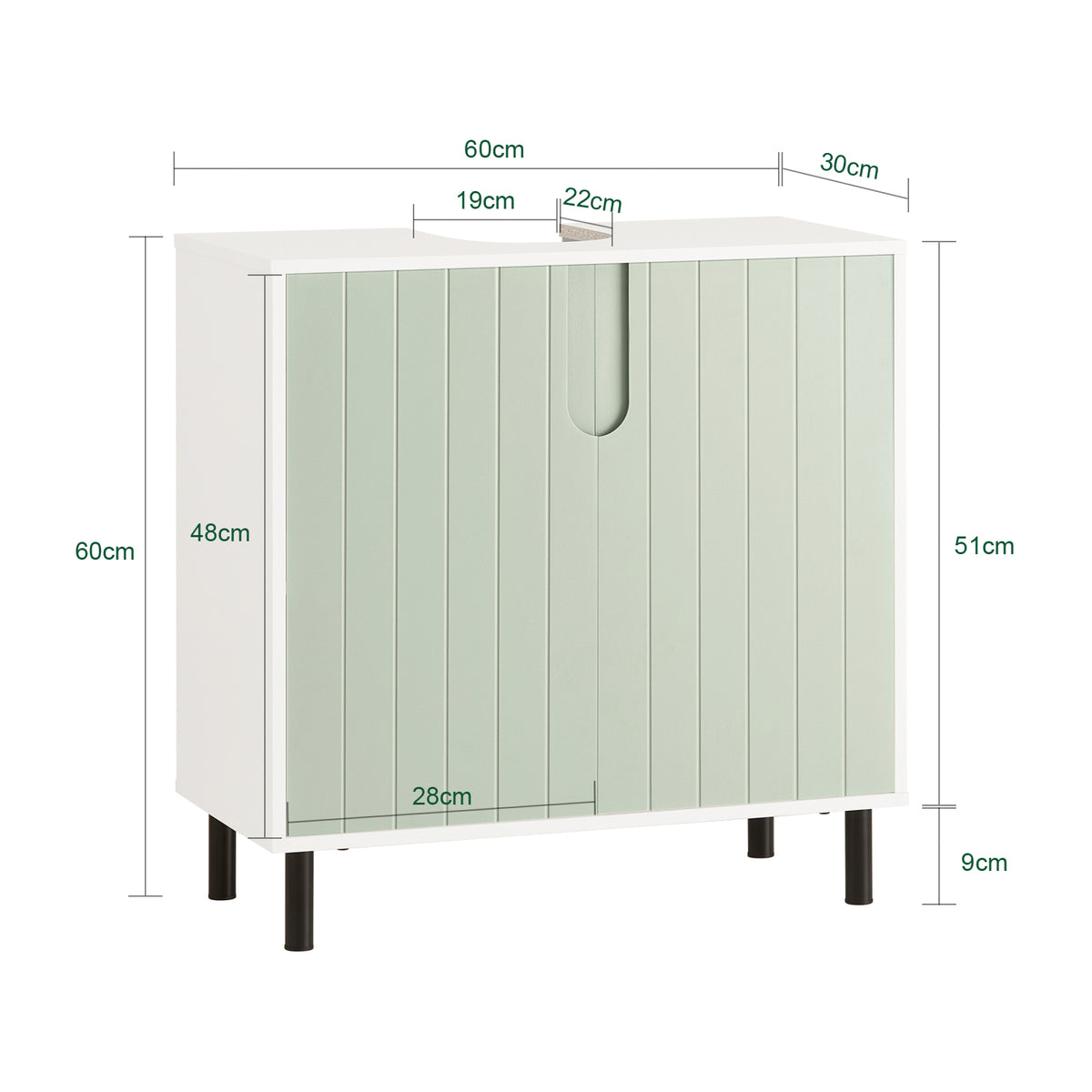 SoBuy BZR139-GR, Under Sink Cabinet Bathroom Vanity Unit Bathroom Storage Cabinet, Green