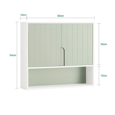 SoBuy BZR140-GR, Wall Mounted Bathroom Cabinet with Mirror – Slim Storage Unit with Shelf, White Bathroom Cabinet for Small Spaces Wall Storage for Towels and Toiletries 60 X 15 X 54 cm
