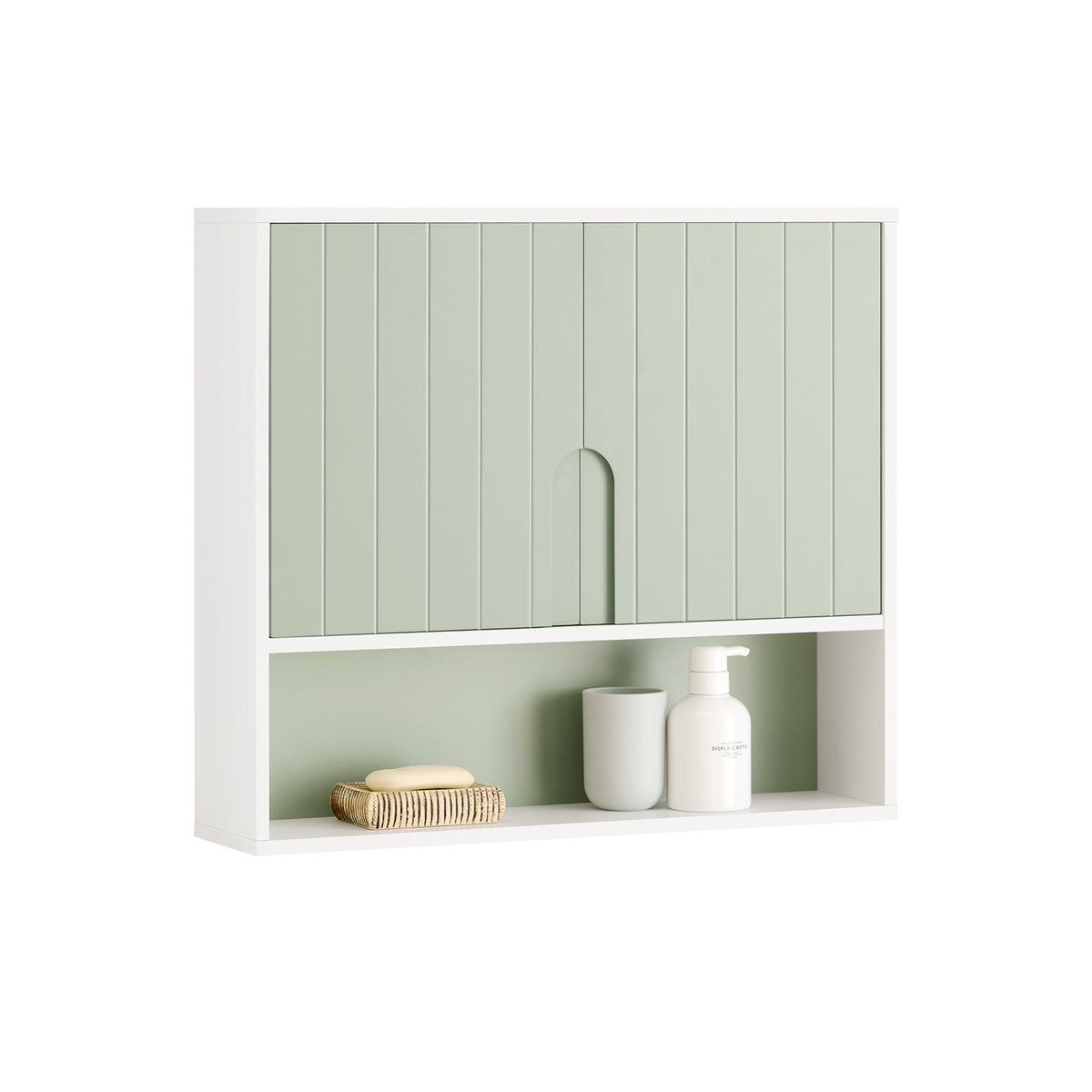 SoBuy BZR140-GR, Wall Mounted Bathroom Cabinet with Mirror – Slim Storage Unit with Shelf, White Bathroom Cabinet for Small Spaces Wall Storage for Towels and Toiletries 60 X 15 X 54 cm