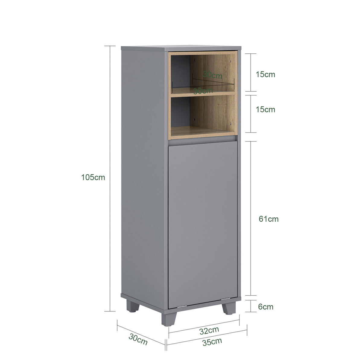 SoBuy BZR146-DG, Laundry Cabinet Laundry Chest Bathroom Storage Cabinet with Laundry Basket, Grey