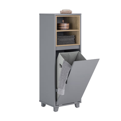SoBuy BZR146-DG, Laundry Cabinet Laundry Chest Bathroom Storage Cabinet with Laundry Basket, Grey