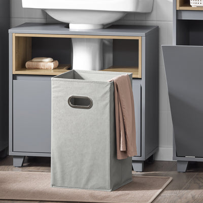 SoBuy BZR146-DG, Laundry Cabinet Laundry Chest Bathroom Storage Cabinet with Laundry Basket, Grey
