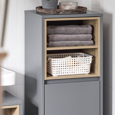 SoBuy BZR146-DG, Laundry Cabinet Laundry Chest Bathroom Storage Cabinet with Laundry Basket, Grey