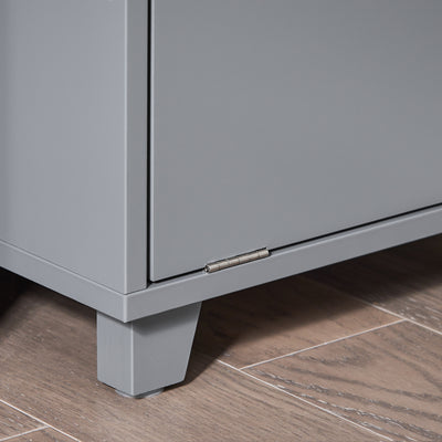 SoBuy BZR146-DG, Laundry Cabinet Laundry Chest Bathroom Storage Cabinet with Laundry Basket, Grey
