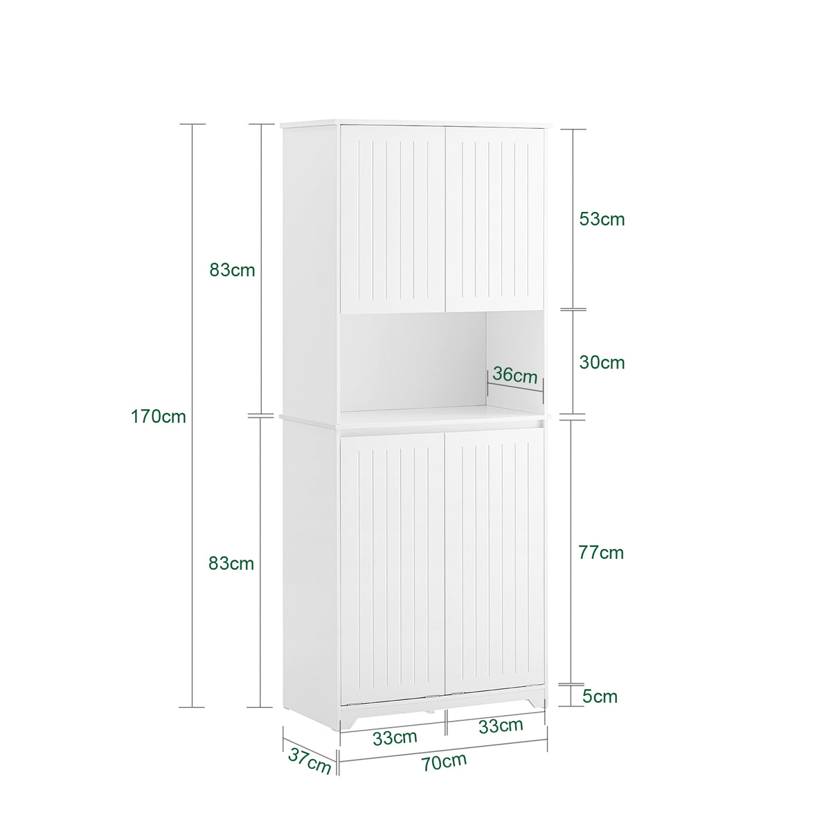 SoBuy BZR150-W, Tall Bathroom Storage Cabinet with Laundry Basket Slim Freestanding Bathroom Unit with 2 Doors, Open Shelf & Removable Fabric Baskets White Furniture for Towel Storage & Laundry