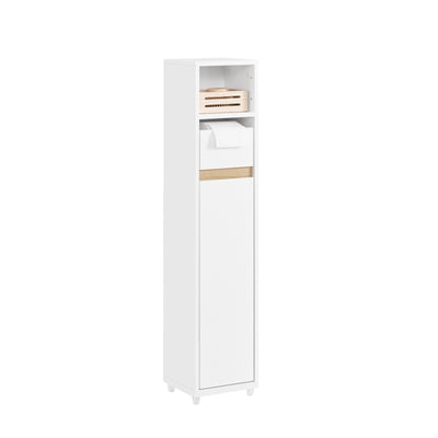 SoBuy BZR151-W, Bathroom Cabinet for Narrow Spaces - Slim Bathroom Storage Unit with Adjustable Shelves and Drawers, Free-Standing Storage Cupboard for Living Room, Entrance, White, 20 x 20 x 96 cm
