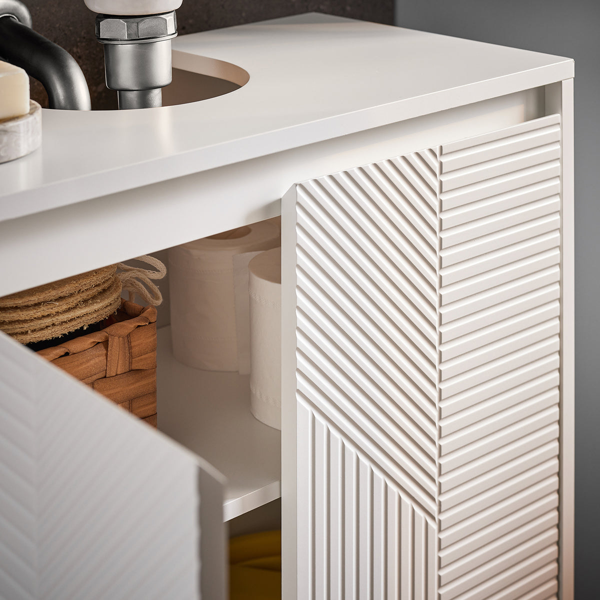 SoBuy BZR157-W, Under Sink Cabinet Bathroom Vanity Unit Bathroom Storage Cabinet with 2 Doors, White