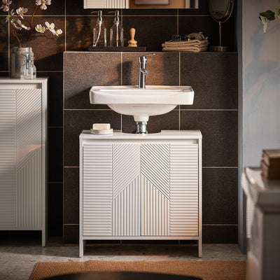 SoBuy BZR157-W, Under Sink Cabinet Bathroom Vanity Unit Bathroom Storage Cabinet with 2 Doors, White