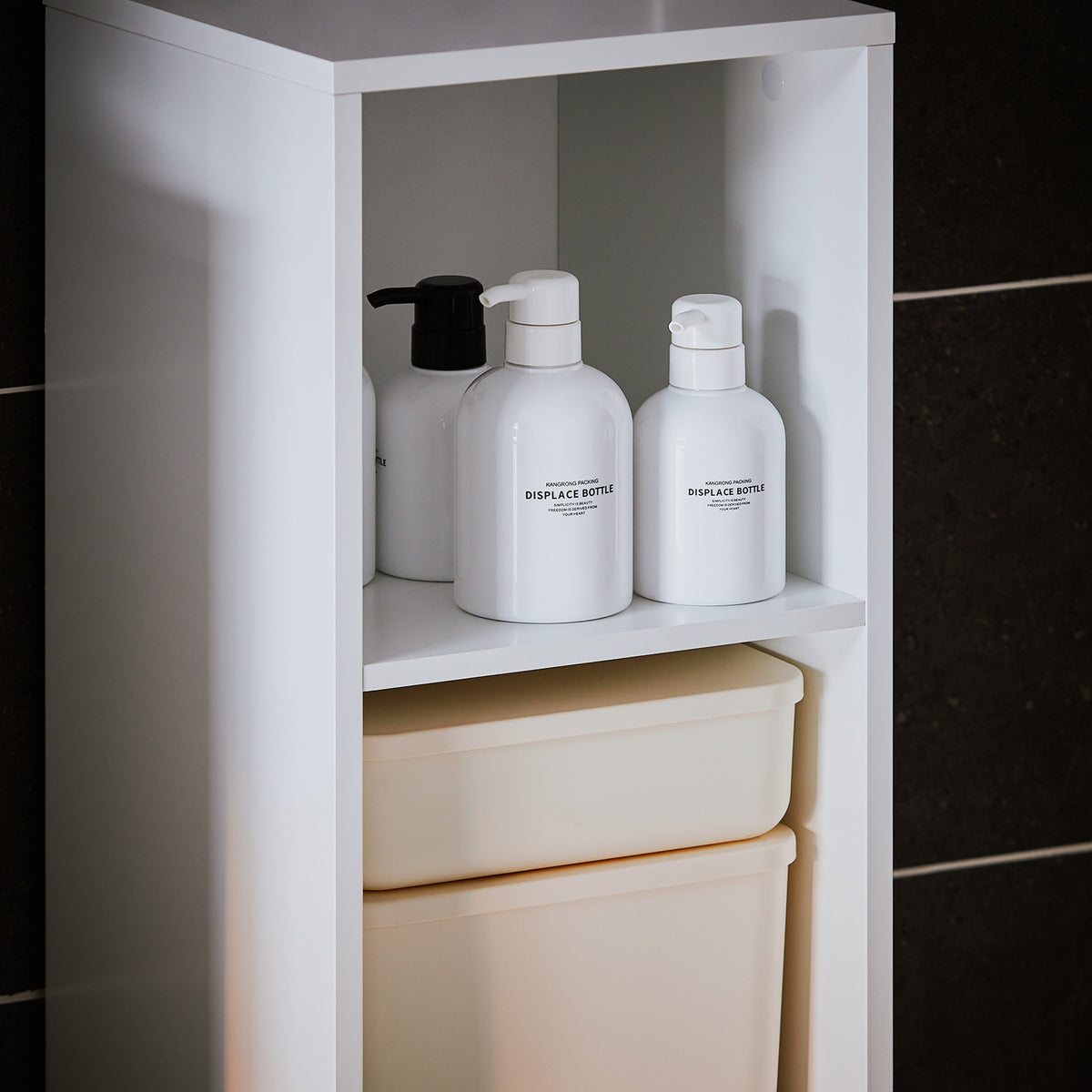 SoBuy BZR158-W, Bathroom Tall Cabinet Cupboard Bathroom Storage Cabinet with Laundry Basket, White