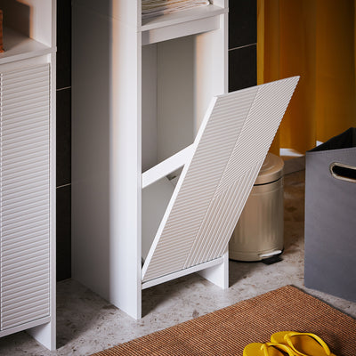 SoBuy BZR158-W, Bathroom Tall Cabinet Cupboard Bathroom Storage Cabinet with Laundry Basket, White