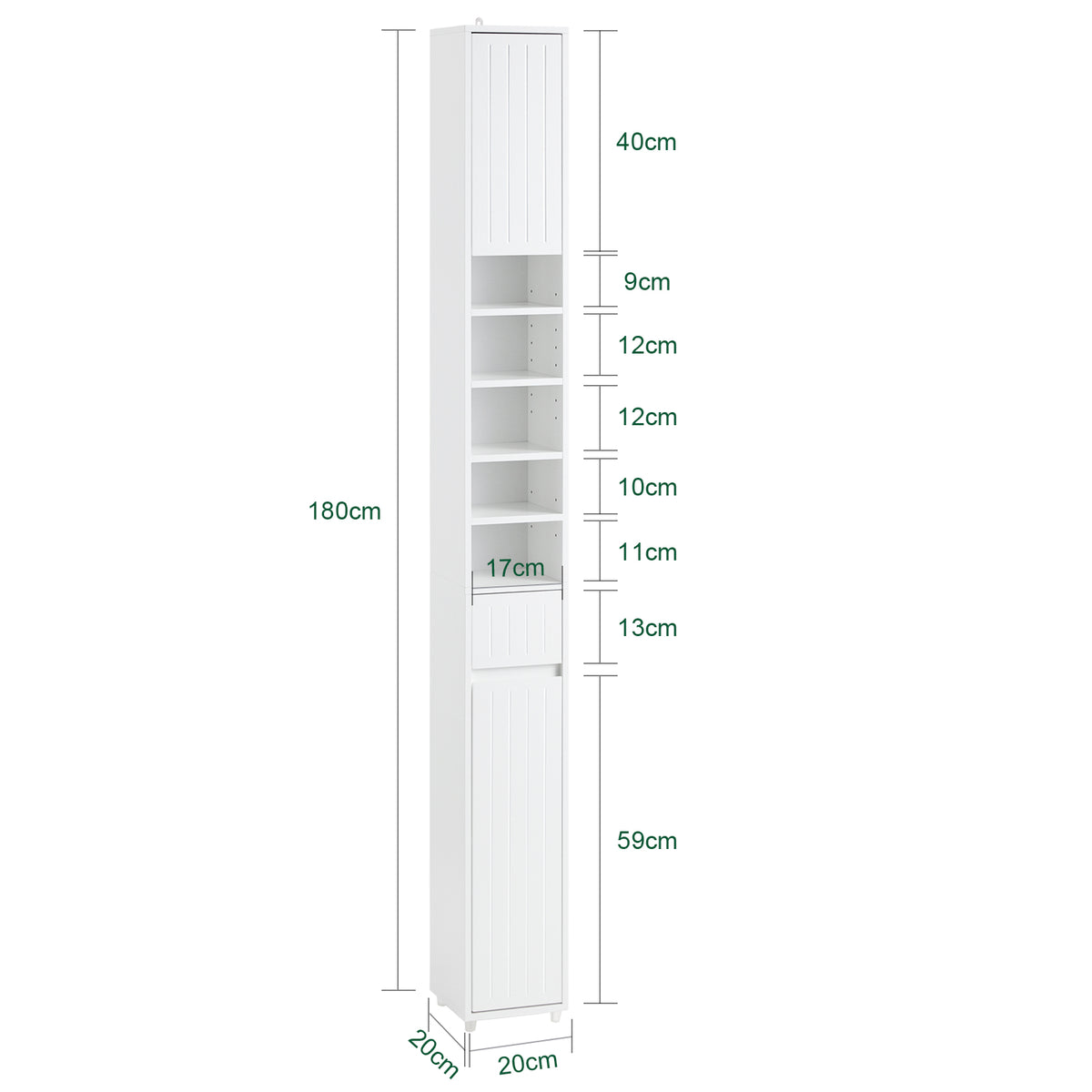 SoBuy BZR160-W, Bathroom Tall Cabinet Cupboard Bathroom Cabinet Storage Cabinet, White