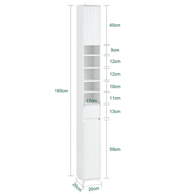 SoBuy BZR160-W, Bathroom Tall Cabinet Cupboard Bathroom Cabinet Storage Cabinet, White
