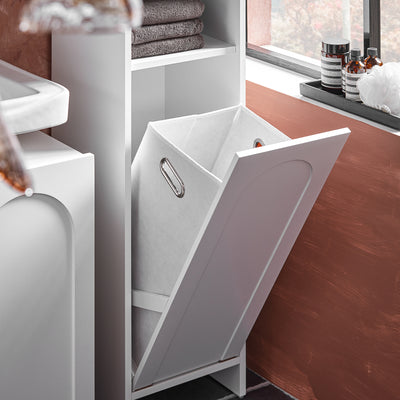 SoBuy BZR161-W, Bathroom Laundry Cabinet Bathroom Storage Cabinet with Laundry Basket, White