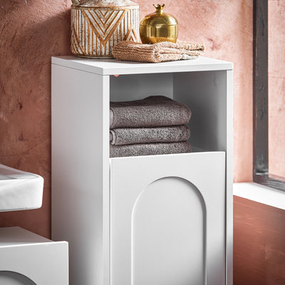 SoBuy BZR161-W, Bathroom Laundry Cabinet Bathroom Storage Cabinet with Laundry Basket, White