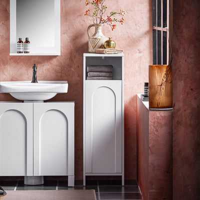 SoBuy BZR161-W, Bathroom Laundry Cabinet Bathroom Storage Cabinet with Laundry Basket, White