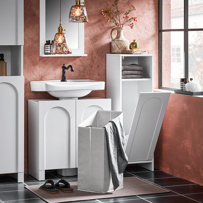 SoBuy BZR161-W, Bathroom Laundry Cabinet Bathroom Storage Cabinet with Laundry Basket, White