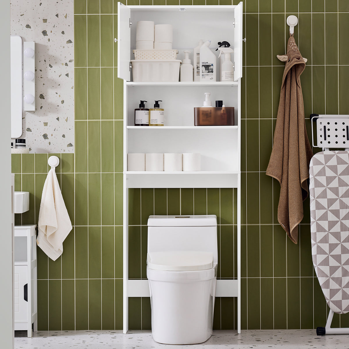SoBuy BZR165-W, Over Toilet Cabinet Bathroom Space Saver Bathroom Storage Cabinet Cupboard, White