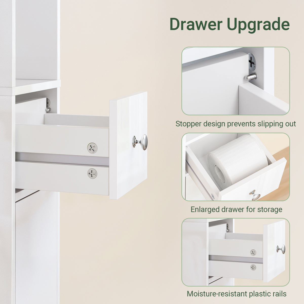 Pre-sale SoBuy BZR167-GW, Tall Bathroom Storage Cabinet Freestanding Slim Narrow Storage Unit with 6 Adjustable Shelves Gloss White Finish Modern Bathroom Furniture for Toilet Sink or Laundry Room 20x20x180cm