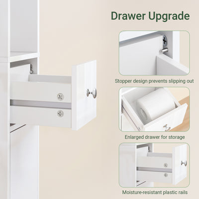 Pre-sale SoBuy BZR167-GW, Tall Bathroom Storage Cabinet Freestanding Slim Narrow Storage Unit with 6 Adjustable Shelves Gloss White Finish Modern Bathroom Furniture for Toilet Sink or Laundry Room 20x20x180cm