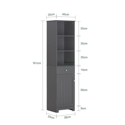SoBuy BZR17-DG, Bathroom Storage Cabinet with 3 Shelves 1 Drawer 1 Cabinet, Grey