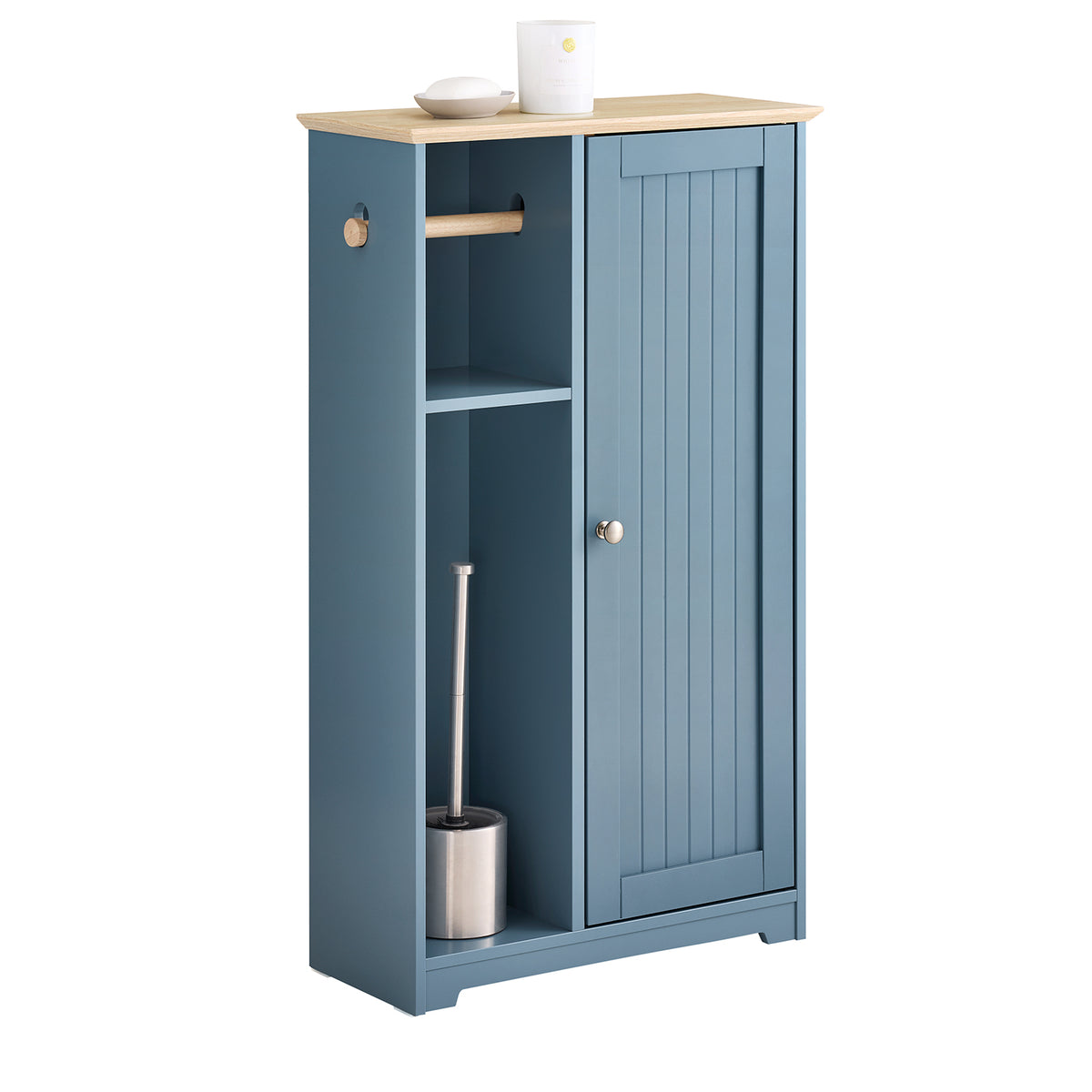 SoBuy BZR189-HG, Bathroom Storage Cabinet Toilet Paper Roll Holder Cabinet with a Door, Grey