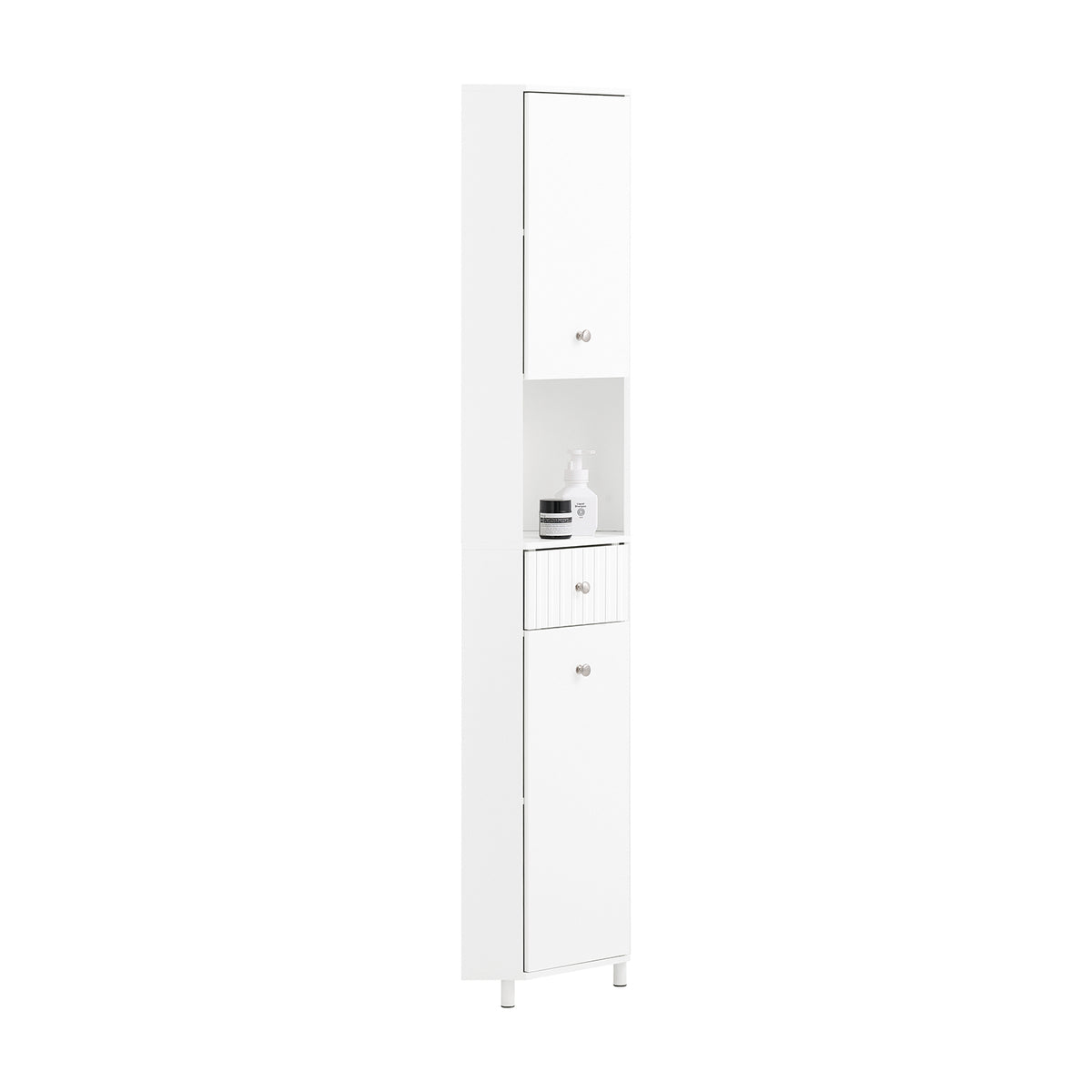 SoBuy BZR193-W, Tall Bathroom Corner Cabinet Bathroom Storage Cabinet with 2 Doors, White