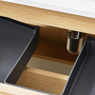 SoBuy BZR198-N Bathroom Vanity Set with Wall Mirror – Narrow Ceramic Washbasin Cabinet Storage Shelf Natural