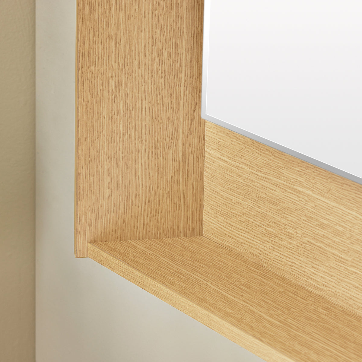 SoBuy BZR198-N Bathroom Vanity Set with Wall Mirror – Narrow Ceramic Washbasin Cabinet Storage Shelf Natural