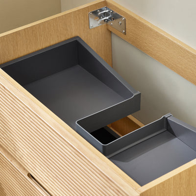 SoBuy BZR198-N Bathroom Vanity Set with Wall Mirror – Narrow Ceramic Washbasin Cabinet Storage Shelf Natural