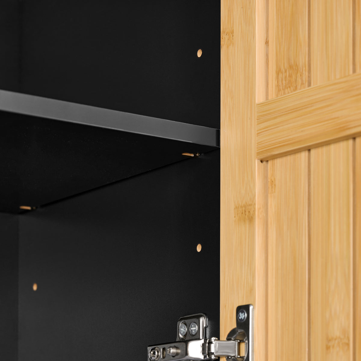 SoBuy BZR202-SCH, Under Sink Bathroom Cabinet Slim Bathroom Storage Unit with Bamboo Doors, Waterproof Legs & Adjustable Shelf Modern Cupboard for Small Bathroom or Guest Toilet