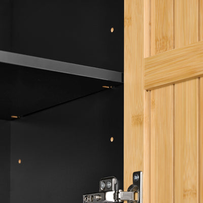SoBuy BZR202-SCH, Under Sink Bathroom Cabinet Slim Bathroom Storage Unit with Bamboo Doors, Waterproof Legs & Adjustable Shelf Modern Cupboard for Small Bathroom or Guest Toilet
