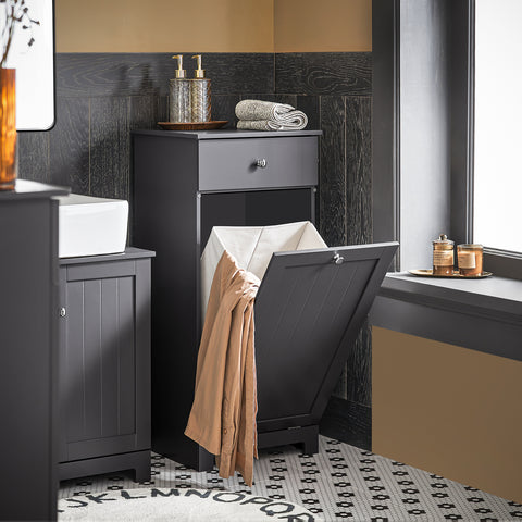 SoBuy BZR21-DG, Bathroom Laundry Basket Bathroom Storage Cabinet Unit with Drawer