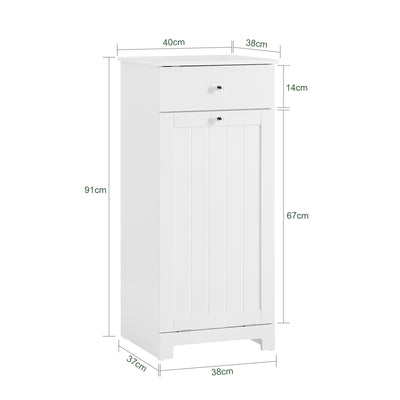 SoBuy BZR21-II-W, Laundry Cabinet Laundry Chest Bathroom Storage Cabinet with Laundry Basket White W40 x D38 x H90cm