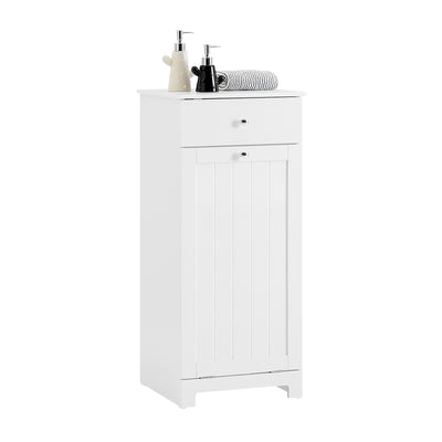 SoBuy BZR21-II-W, Laundry Cabinet Laundry Chest Bathroom Storage Cabinet with Laundry Basket White W40 x D38 x H90cm