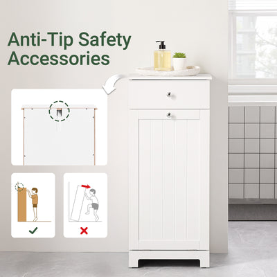 SoBuy BZR21-II-W, Laundry Cabinet Laundry Chest Bathroom Storage Cabinet with Laundry Basket White W40 x D38 x H90cm